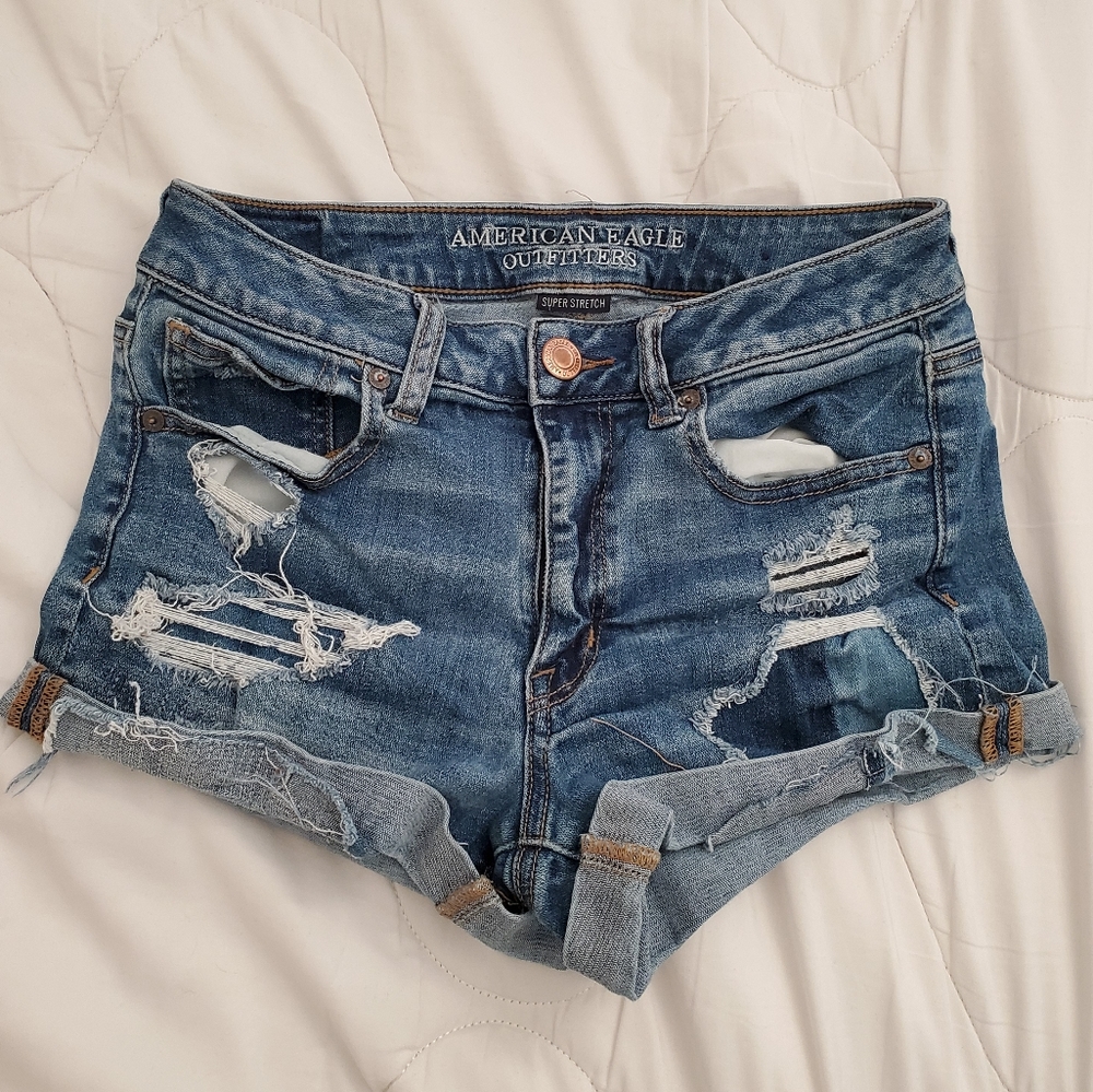 American Eagle High Rise Distressed Shorts